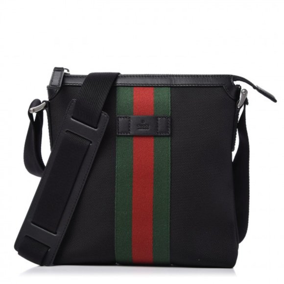Gucci Techno Canvas Web Messenger Bag in Black NEW WITH DUST BAG - Picture 1 of 5